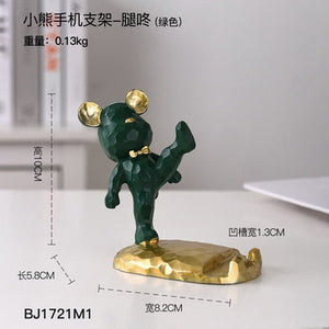 Entrance Key Storage Tray Creative Bear Doll Mobile Phone Bracket Modern Resin Sculpture Living Room Table Decoration Gift acacuss