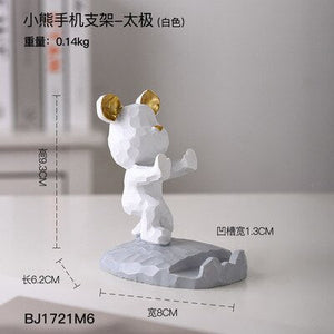 Entrance Key Storage Tray Creative Bear Doll Mobile Phone Bracket Modern Resin Sculpture Living Room Table Decoration Gift acacuss