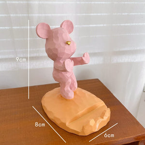 Entrance Key Storage Tray Creative Bear Doll Mobile Phone Bracket Modern Resin Sculpture Living Room Table Decoration Gift acacuss