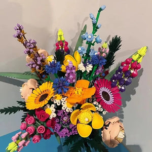 Eternal Artificial Block Chrysanthemum Flower Home Decoration Wildflower Building Block Bouquet Girl Gift Children Toys acacuss