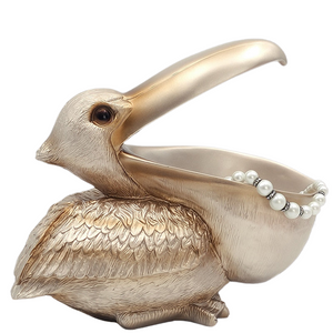 European Resin Cormorant Big Mouth Bird Crafts Home Furnishings Decoration Rose Gold Home Decor Box Jewelry Case Ornaments acacuss