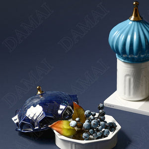 European Style Ceramics Storage Jar Living Room Castle Jewelry Jars Bedroom Cosmetic Container Painted Home Decoration Organizer acacuss