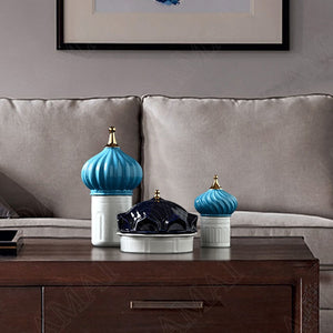 European Style Ceramics Storage Jar Living Room Castle Jewelry Jars Bedroom Cosmetic Container Painted Home Decoration Organizer acacuss
