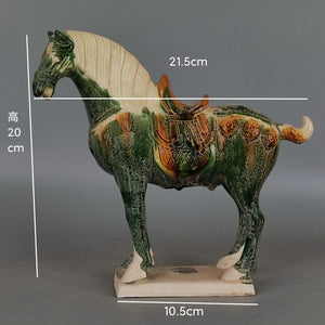 Excavated From the Imitation Museum Home Decor Tang Sancai Green Glazed War Horse Antique Porcelain Antiques Antiques Room acacuss
