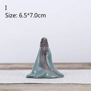 F Bonsai Fairy Garden Ornament Ceramic Figure Ge Yao Zen Meaning Little Monk Micro Landscape Home Decoration Accessories Tea Pet acacuss