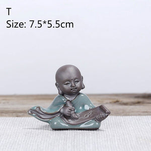 F Bonsai Fairy Garden Ornament Ceramic Figure Ge Yao Zen Meaning Little Monk Micro Landscape Home Decoration Accessories Tea Pet acacuss