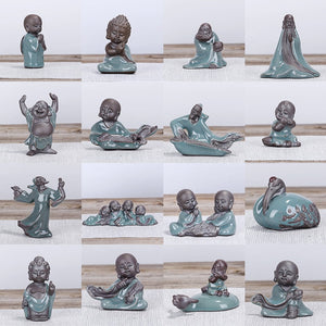 F Bonsai Fairy Garden Ornament Ceramic Figure Ge Yao Zen Meaning Little Monk Micro Landscape Home Decoration Accessories Tea Pet acacuss