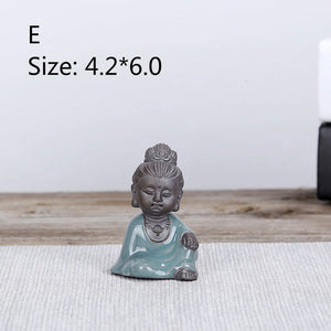 F Bonsai Fairy Garden Ornament Ceramic Figure Ge Yao Zen Meaning Little Monk Micro Landscape Home Decoration Accessories Tea Pet acacuss