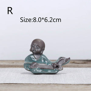 F Bonsai Fairy Garden Ornament Ceramic Figure Ge Yao Zen Meaning Little Monk Micro Landscape Home Decoration Accessories Tea Pet acacuss