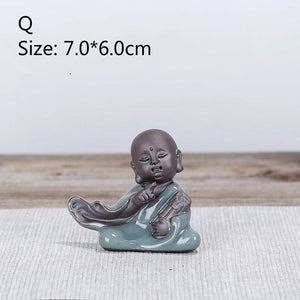 F Bonsai Fairy Garden Ornament Ceramic Figure Ge Yao Zen Meaning Little Monk Micro Landscape Home Decoration Accessories Tea Pet acacuss