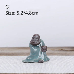 F Bonsai Fairy Garden Ornament Ceramic Figure Ge Yao Zen Meaning Little Monk Micro Landscape Home Decoration Accessories Tea Pet acacuss