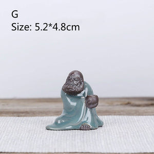 F Bonsai Fairy Garden Ornament Ceramic Figure Ge Yao Zen Meaning Little Monk Micro Landscape Home Decoration Accessories Tea Pet acacuss