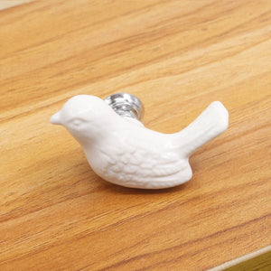 Factory Ceramic Handle European Modern Pigeon Cartoon Children's Cabinet Drawer White Single-hole Handle Bird Cute Fun Children acacuss