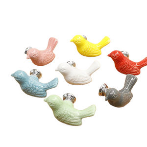 Factory Ceramic Handle European Modern Pigeon Cartoon Children's Cabinet Drawer White Single-hole Handle Bird Cute Fun Children acacuss