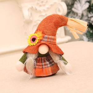 Fall Gnome Figurines Pumpkin Sunflower Swedish Elf Dwarf Plush Ornaments For Christmas Autumn Halloween Thanksgiving Decoration acacuss
