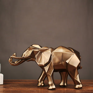 Fashion Abstract Gold Elephant Statue Resin Ornaments Home Decoration Accessories Gift Geometric Elephant Sculpture Crafts Room acacuss