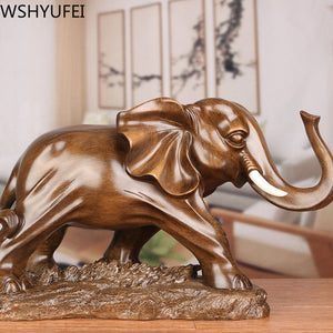 Feng Shui Elegant Elephant Resin Statue Lucky Wealth Figurine Crafts Ornaments Gift for Home Office Desktop Decoration acacuss