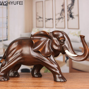 Feng Shui Elegant Elephant Resin Statue Lucky Wealth Figurine Crafts Ornaments Gift for Home Office Desktop Decoration acacuss