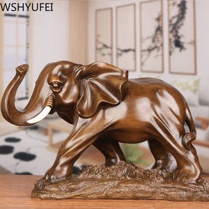 Feng Shui Elegant Elephant Resin Statue Lucky Wealth Figurine Crafts Ornaments Gift for Home Office Desktop Decoration acacuss