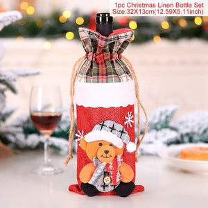 FengRise Christmas Decorations for Home Santa Claus Wine Bottle Cover Snowman Stocking Gift Holders Xmas Navidad Decor New Year acacuss