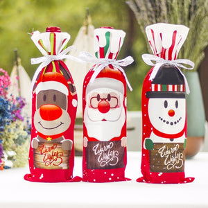 FengRise Christmas Decorations for Home Santa Claus Wine Bottle Cover Snowman Stocking Gift Holders Xmas Navidad Decor New Year acacuss