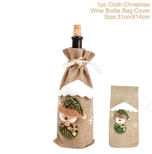 FengRise Christmas Decorations for Home Santa Claus Wine Bottle Cover Snowman Stocking Gift Holders Xmas Navidad Decor New Year acacuss