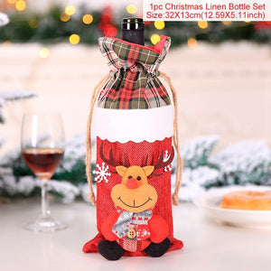 FengRise Christmas Decorations for Home Santa Claus Wine Bottle Cover Snowman Stocking Gift Holders Xmas Navidad Decor New Year acacuss