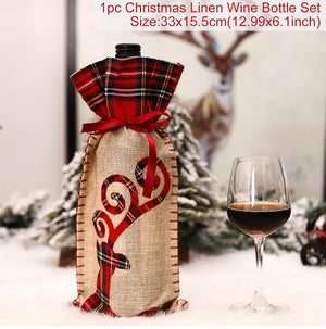 FengRise Christmas Decorations for Home Santa Claus Wine Bottle Cover Snowman Stocking Gift Holders Xmas Navidad Decor New Year acacuss