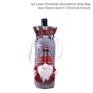 FengRise Christmas Decorations for Home Santa Claus Wine Bottle Cover Snowman Stocking Gift Holders Xmas Navidad Decor New Year acacuss