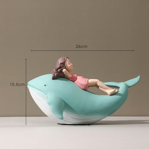 Figurine Whale Girl Statue Nordic Resin Home Decor Modern Figurines For Interior Living Room Office Aesthetic Room Decor Gift acacuss