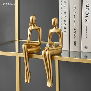 Figurines for Interior Modern Home Decoration Abstract Sculpture Luxury Living Room Decor Desk Accessories Golden Figure Statue acacuss