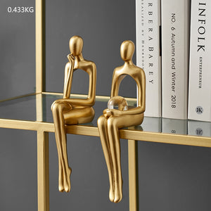 Figurines for Interior Modern Home Decoration Abstract Sculpture Luxury Living Room Decor Desk Accessories Golden Figure Statue acacuss