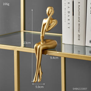 Figurines for Interior Modern Home Decoration Abstract Sculpture Luxury Living Room Decor Desk Accessories Golden Figure Statue acacuss