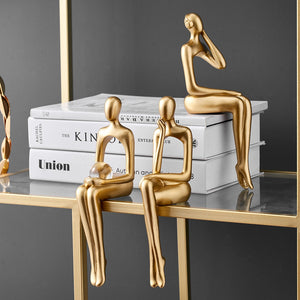 Figurines for Interior Modern Home Decoration Abstract Sculpture Luxury Living Room Decor Desk Accessories Golden Figure Statue acacuss