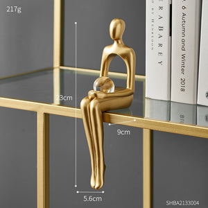 Figurines for Interior Modern Home Decoration Abstract Sculpture Luxury Living Room Decor Desk Accessories Golden Figure Statue acacuss