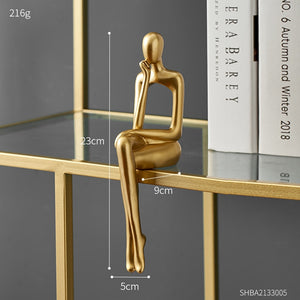 Figurines for Interior Modern Home Decoration Abstract Sculpture Luxury Living Room Decor Desk Accessories Golden Figure Statue acacuss