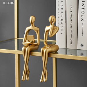Figurines for Interior Modern Home Decoration Abstract Sculpture Luxury Living Room Decor Desk Accessories Golden Figure Statue acacuss