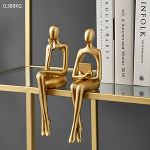 Figurines for Interior Modern Home Decoration Abstract Sculpture Luxury Living Room Decor Desk Accessories Golden Figure Statue acacuss
