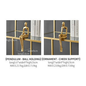 Figurines for Interior Modern Home Decoration Abstract Sculpture Luxury Living Room Decor Desk Accessories Golden Figure Statue acacuss