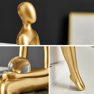 Figurines for Interior Modern Home Decoration Abstract Sculpture Luxury Living Room Decor Desk Accessories Golden Figure Statue acacuss