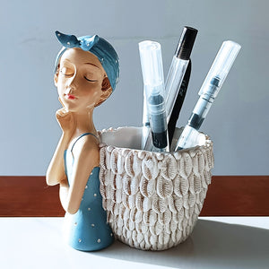 Flower Vase Statue Home Decor Sculpture Vase For Flowers Wedding Decoration Living Room Resin Tray Decors Table Desk Shell Girl acacuss