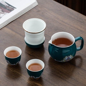 ACACUSS Ceramic Portable Travel Tea Set I Gift packed I Travel Tea Set Ceramics I Forbidden City Cat Cup With Lid Ceramic Female Tea - ACACUSS