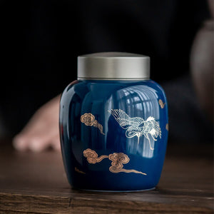 Funeral Cremation Urns for A Small of Pet Ashes and Memorial- Hand-Painted Ceramics Sealed jar - Burial Urns at Home acacuss