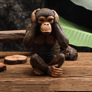 Funny Resin Ape Sculpture Abstract Animal Statue NOT SEE NOT LISTEN NOT SAY MONKEY Living Room Home Decoration Accessories acacuss