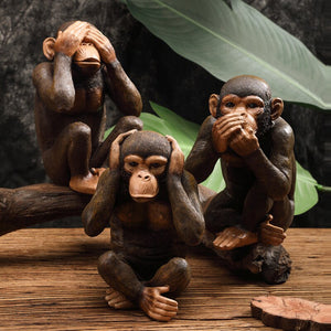 Funny Resin Ape Sculpture Abstract Animal Statue NOT SEE NOT LISTEN NOT SAY MONKEY Living Room Home Decoration Accessories acacuss