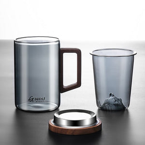 GIANXI Glass Tea Cups High Borosilicate Glass Household Tea Water Separate Tea Cup With Cover And Filter Glass Flower Tea Cup acacuss