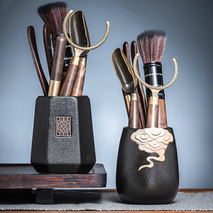 GIANXI Tea Ceremony Six Gentlemen Set Tea knife Tea Needle Chaze Kung Fu Ceramic Tea Set Accessories Wooden Tea Making Tools acacuss