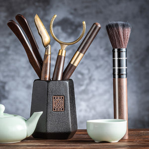 GIANXI Tea Ceremony Six Gentlemen Set Tea knife Tea Needle Chaze Kung Fu Ceramic Tea Set Accessories Wooden Tea Making Tools acacuss