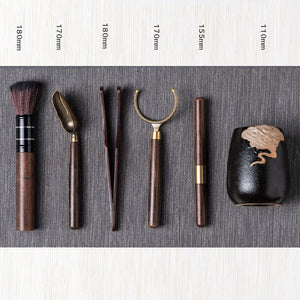 GIANXI Tea Ceremony Six Gentlemen Set Tea knife Tea Needle Chaze Kung Fu Ceramic Tea Set Accessories Wooden Tea Making Tools acacuss