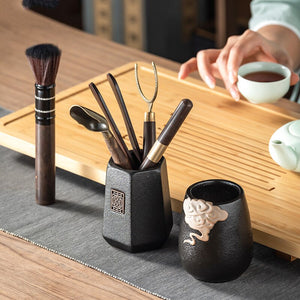 GIANXI Tea Ceremony Six Gentlemen Set Tea knife Tea Needle Chaze Kung Fu Ceramic Tea Set Accessories Wooden Tea Making Tools acacuss